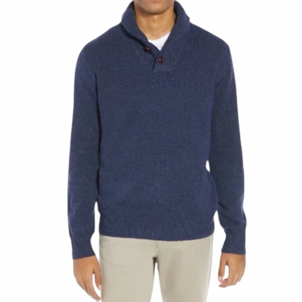 J. Crew Shawl-Collar Sweater In Supersoft Lambswool Navy Blue Size Large